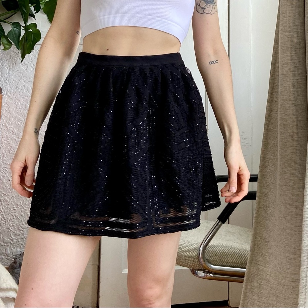 Parker beaded black mini skirt